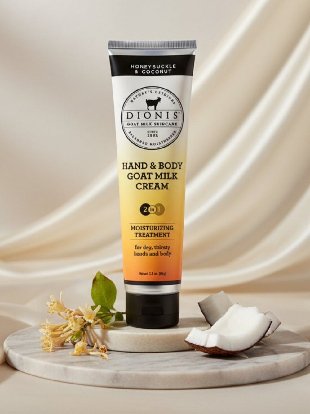 Dionis Goat Milk Hand & Body Cream - Honeysuckle & Coconut 3.3 oz